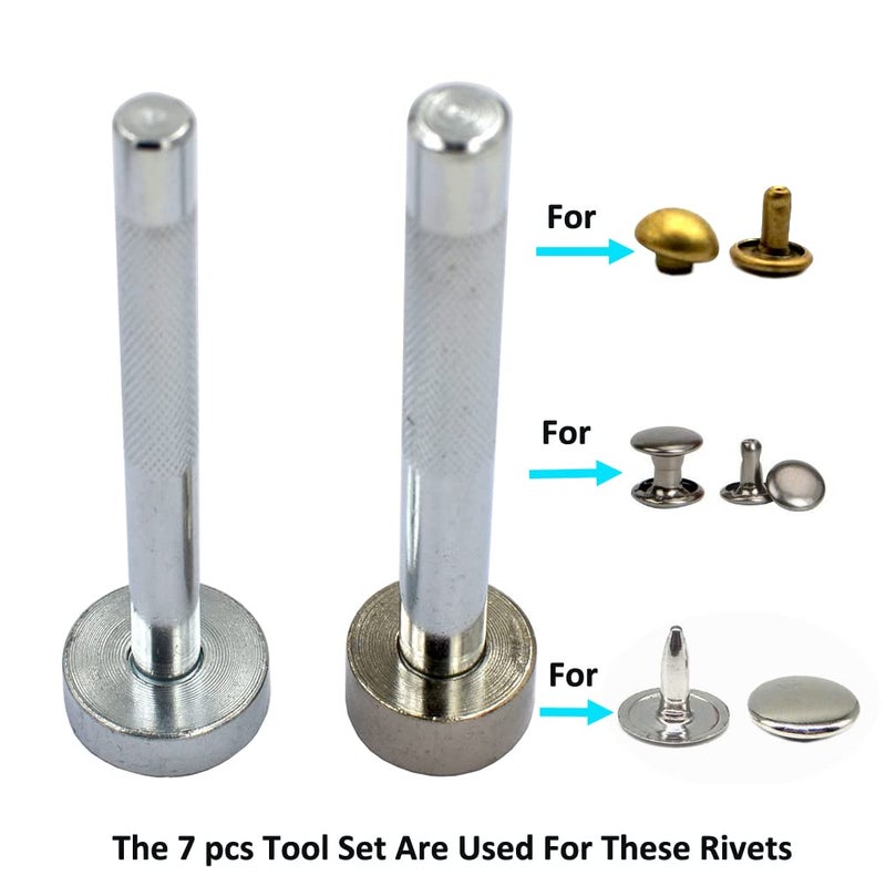 DGOL 7 pcs Metal Domed Rivet Fixing Setting Tool Spike Rivets Setter - Image 4